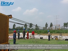 A linha de transmissão amarrar utiliza ferramentas compressores hidráulicos para o condutor aéreo